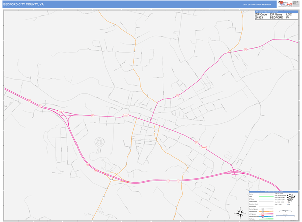 Bedford City County, VA Wall Map